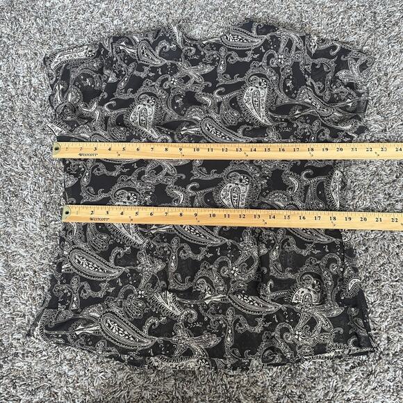 Skirt Set Size 14 Black Beige Paisley Flutter Short Sleeve A Line Y2K 2 Piece - Picture 13 of 16